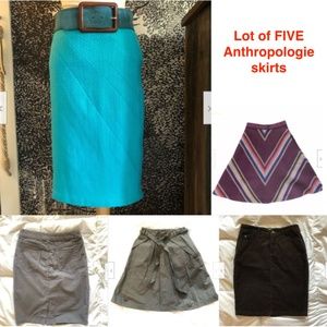 Lot of FIVE Anthropologie Skirts Size 0